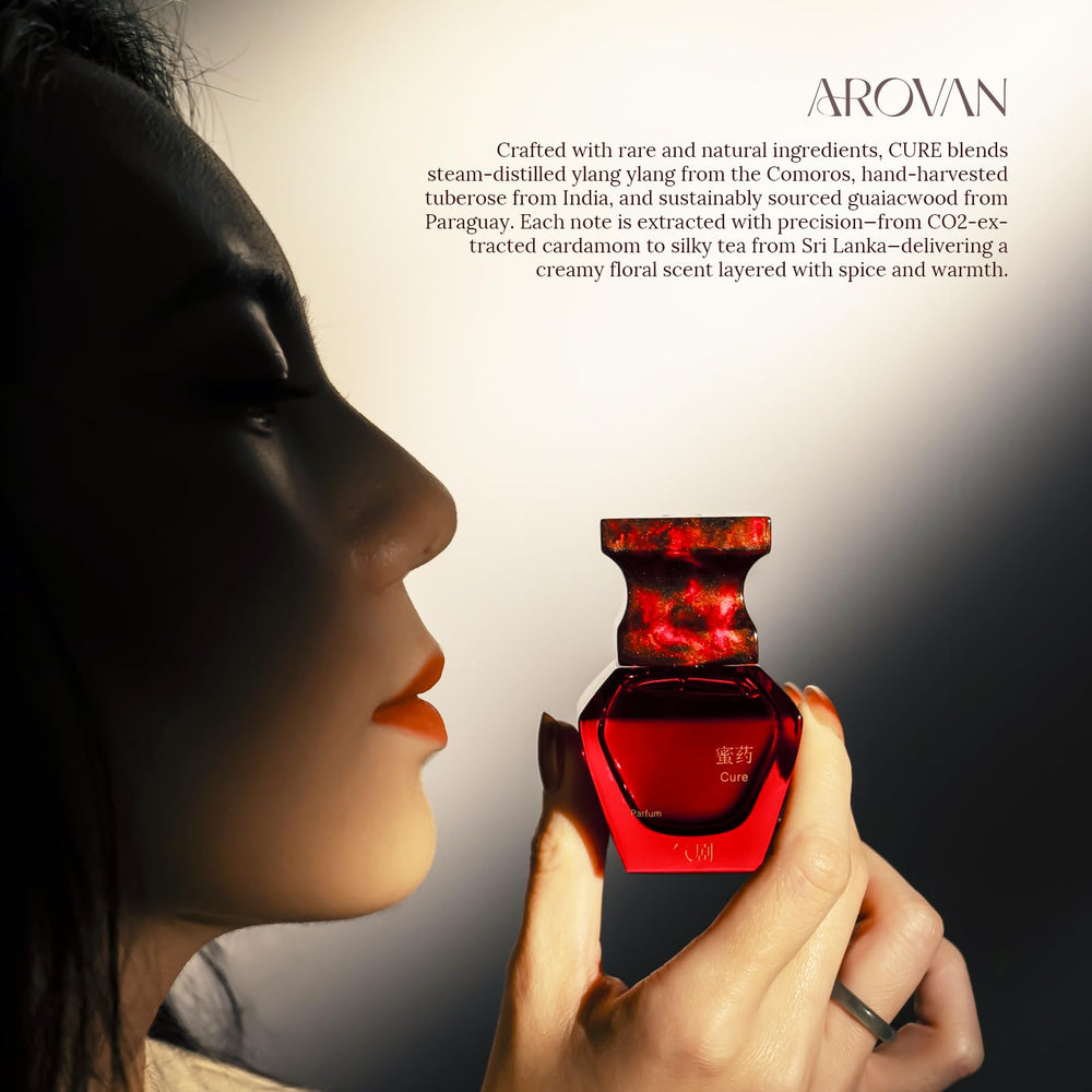 Arovan CURE cardamom note closeup signaling subtle spice and refined aroma