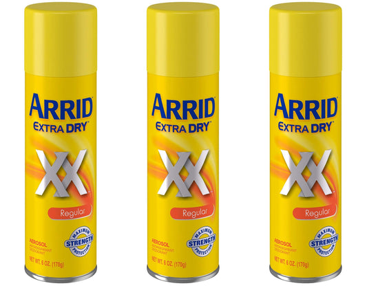 Arrid Extra Dry spray bottle shown for all-day protection and ease of use