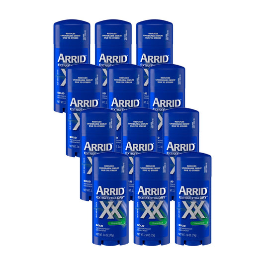 Arrid XX Extra Extra Dry unscented solid front packaging for daily protection.