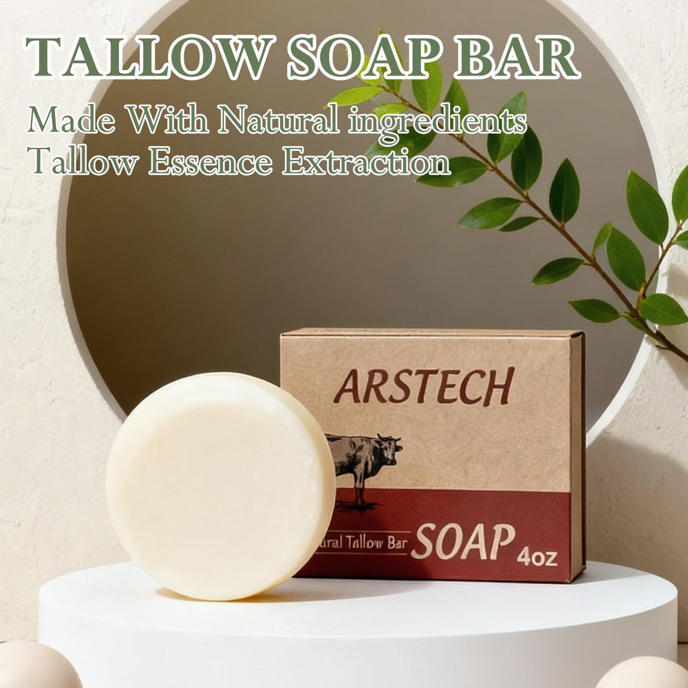 Arstech Beef Tallow Soap ingredients highlight nourishing skin benefits.