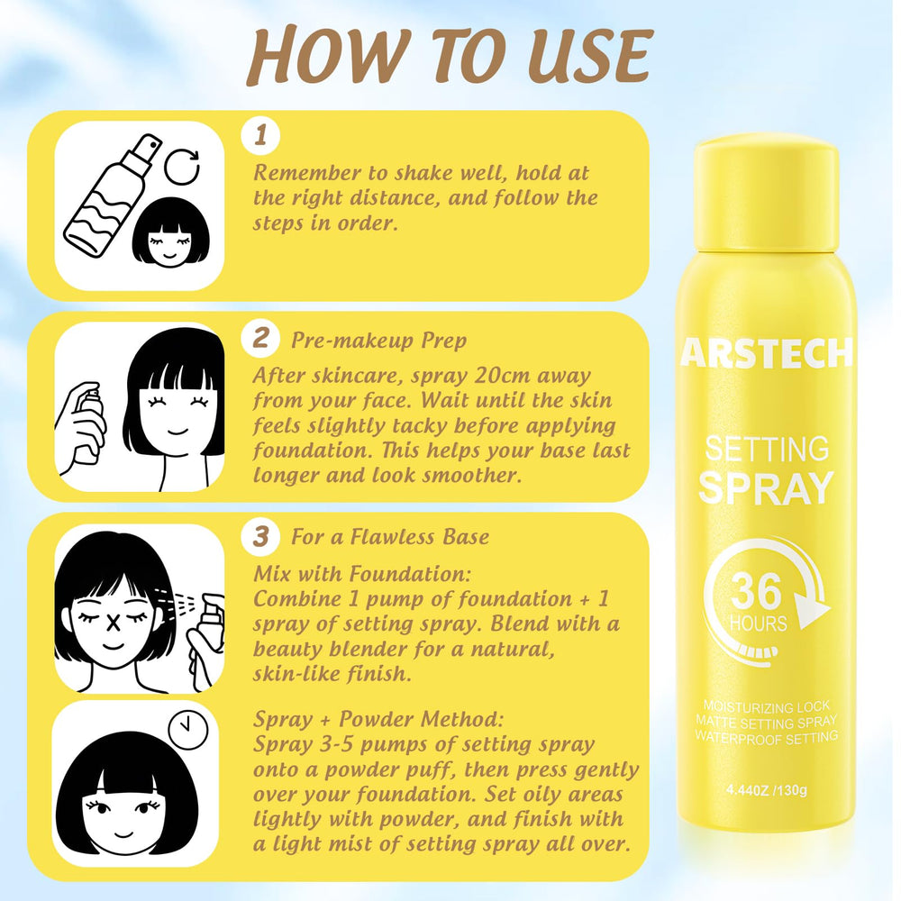 Arstech hydrating dewy finish mist refreshes skin and makeup