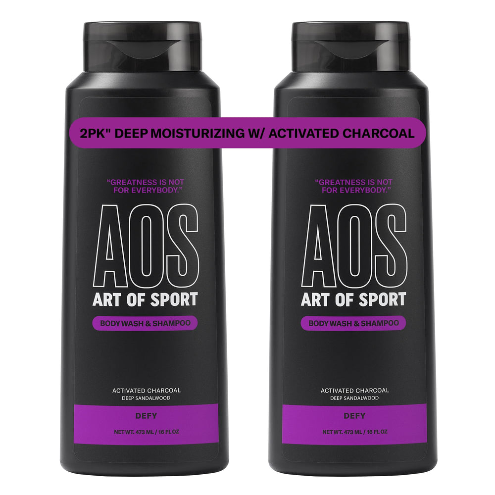 Art of Sport charcoal activated body wash bottle pour showing deep cleansing capability