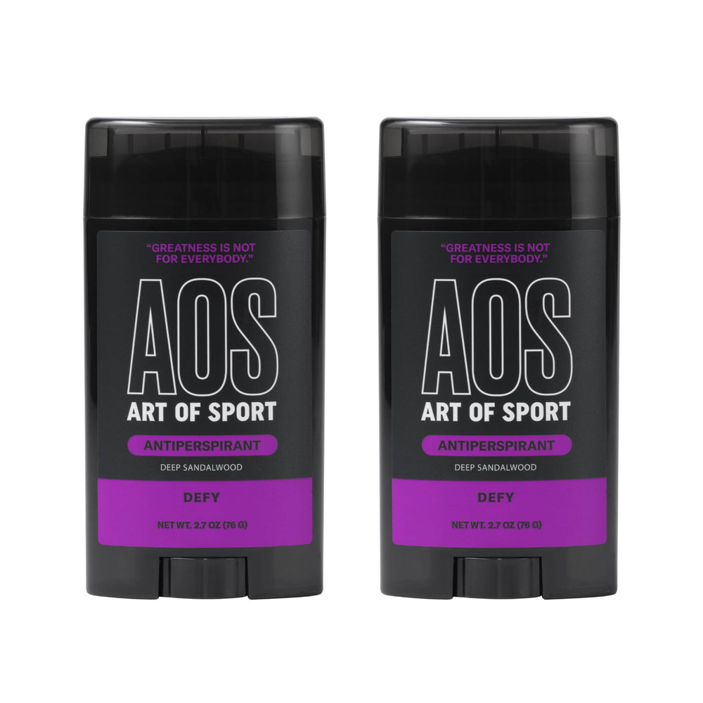 Art of Sport Defy sandalwood antiperspirant stick 2pk on shelf provides sweat control for workouts