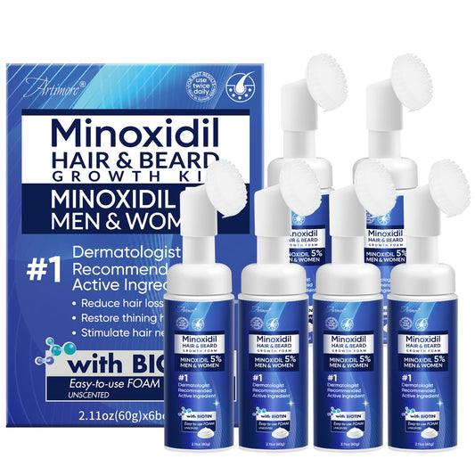 Artimore 5% Minoxidil Foam bottle for daily scalp treatment and visible fullness