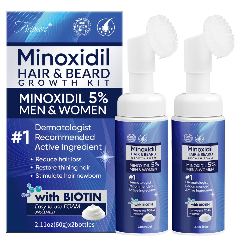 Artimore 5% Minoxidil Foam bottle for at-home hair regrowth support.