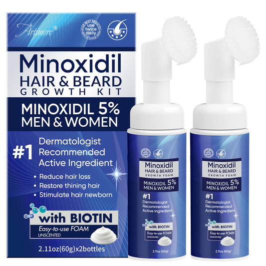 Artimore 5% Minoxidil Foam bottle for at-home hair regrowth support.