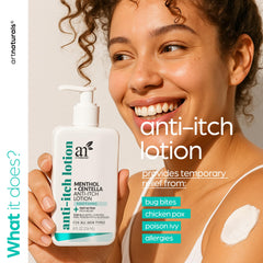 Close-up of menthol and centella ingredients in Artnaturals lotion