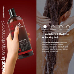 ArtNaturals shampoo bottle close-up highlighting argan oil for hair nourishment and shine.