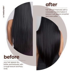 Close-up of ingredient panel featuring argan oil, keratin, and aloe vera.