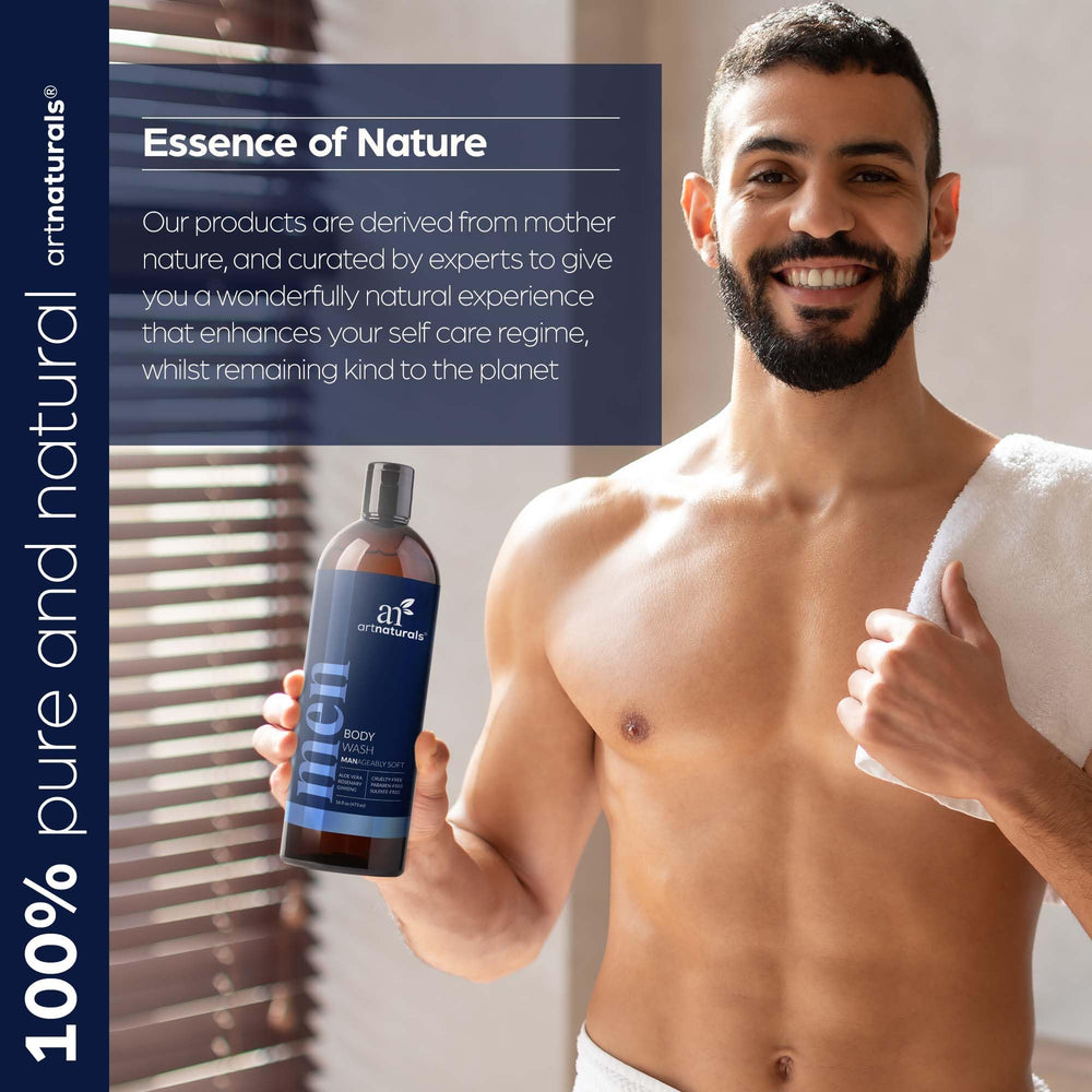 ArtNaturals Men’s Fresh Body Wash ingredients list natural botanicals for skin care.