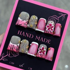 ASABITE 3D flower rhinestone detail on nails for glamorous occasions