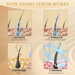 ASAMO eyelash serum packaging with black and gold finish conveys luxury.