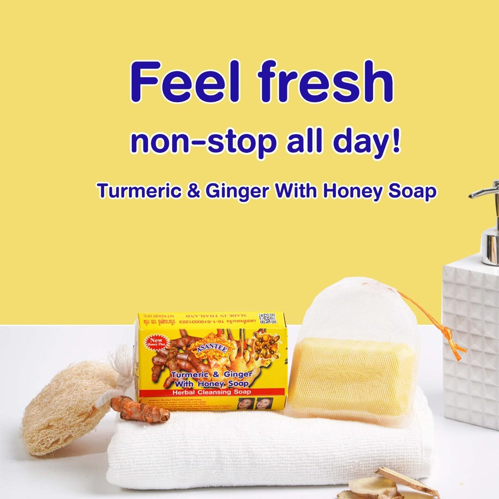 ASANTEE natural scent of turmeric and ginger during a shower experience.