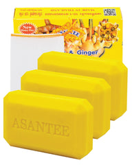 ASANTEE turmeric ginger honey soap bar closeup showing rich texture for hydration.