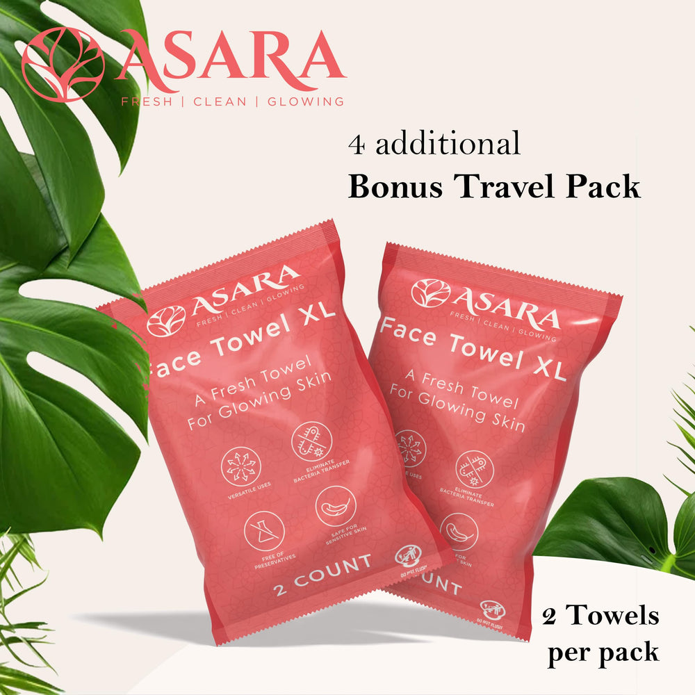 ASARA travel-friendly face wipes fit neatly in bags for on-the-go freshness.