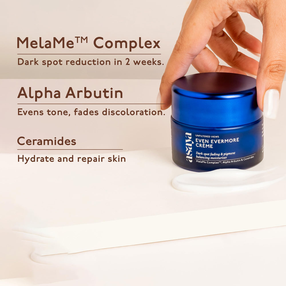 Applying Asaya Ceramides Moisturizer on face and neck for even tone.