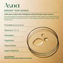 Asna Amla BioVeda liquid gloss on hair with lightweight finish