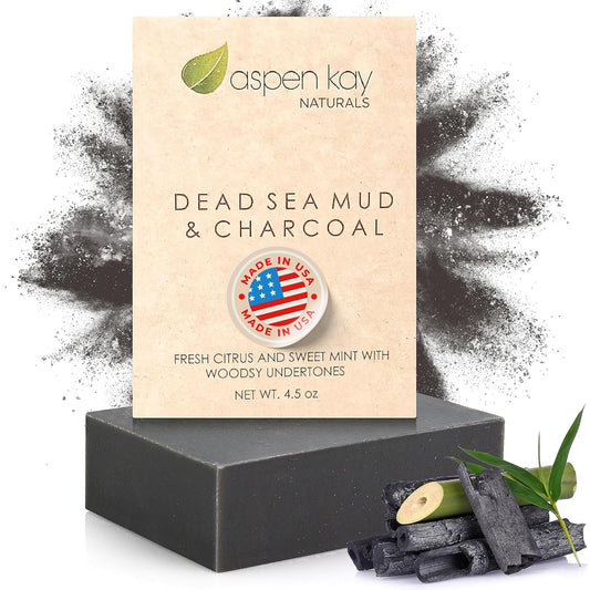 Aspen Kay Naturals Dead Sea mud soap bar full view for mineral-rich cleanse.