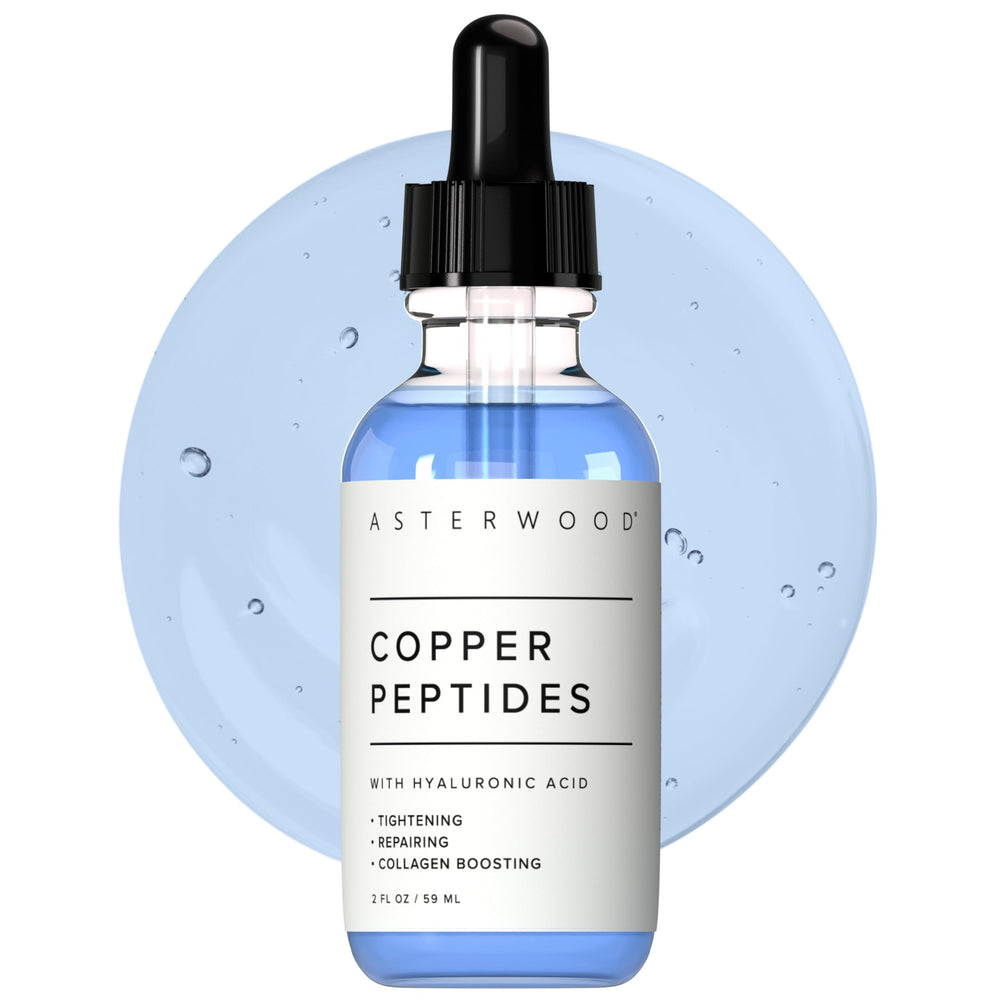 Asterwood Copper Peptides Serum bottle for daily facial care.