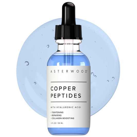 Asterwood Copper Peptides Serum bottle for daily facial care.