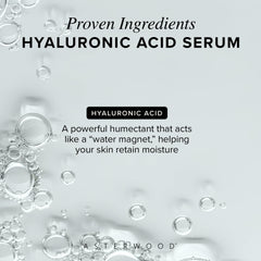 Asterwood Hyaluronic Serum on hand for even distribution.