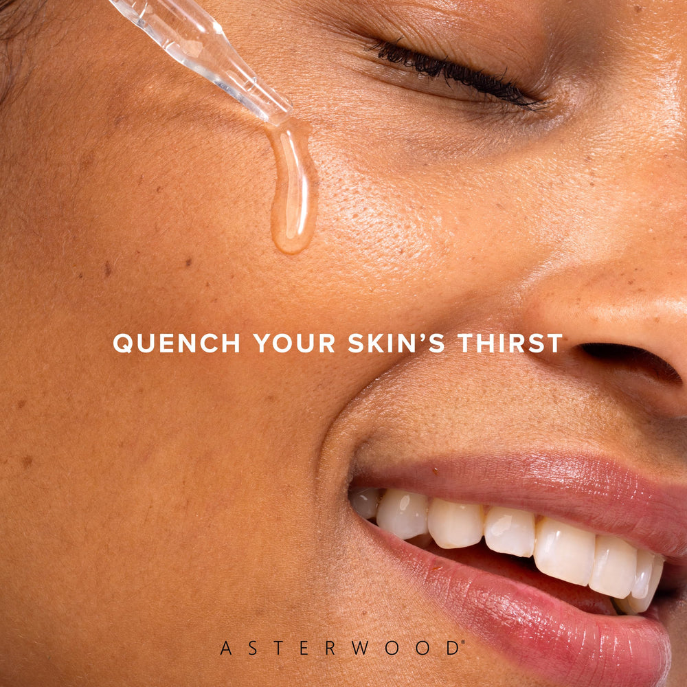 Asterwood Hyaluronic Serum applied on damp skin for better absorption.