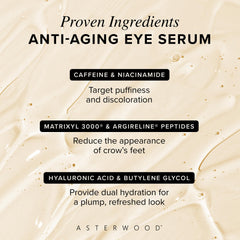 Gently applying serum under the eyes to target fine lines.
