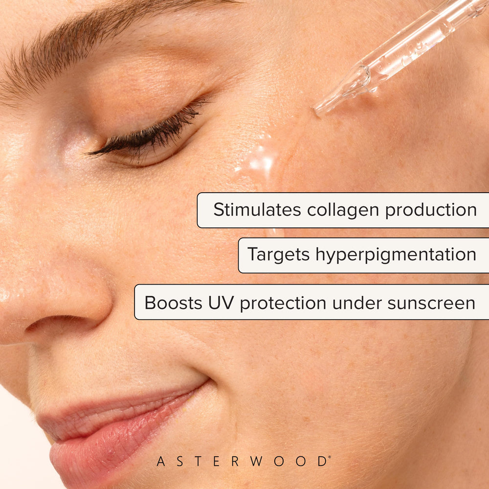Asterwood Vitamin C Serum fragrance-free label for sensitive, irritant-free care.