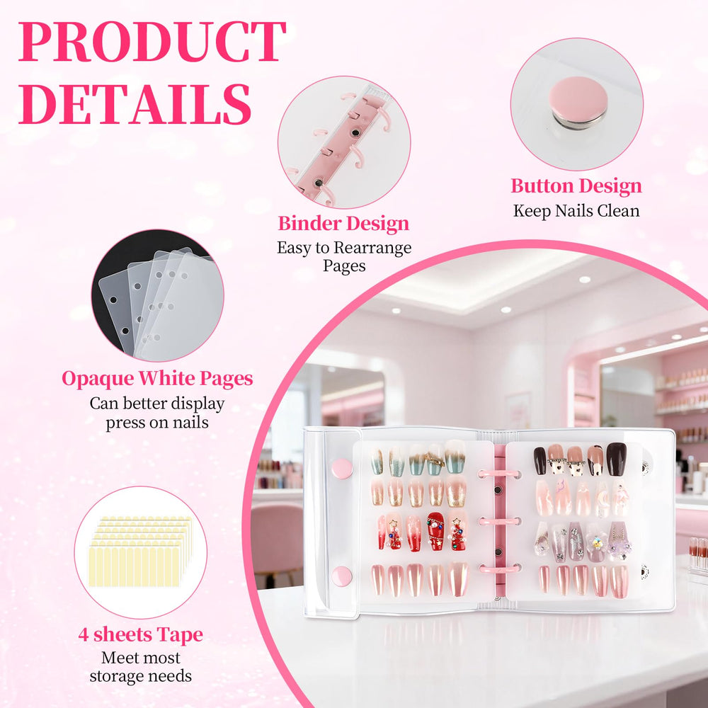 ASTONFOG nail display 12-page layout—clear pockets let you browse swatches effortlessly.