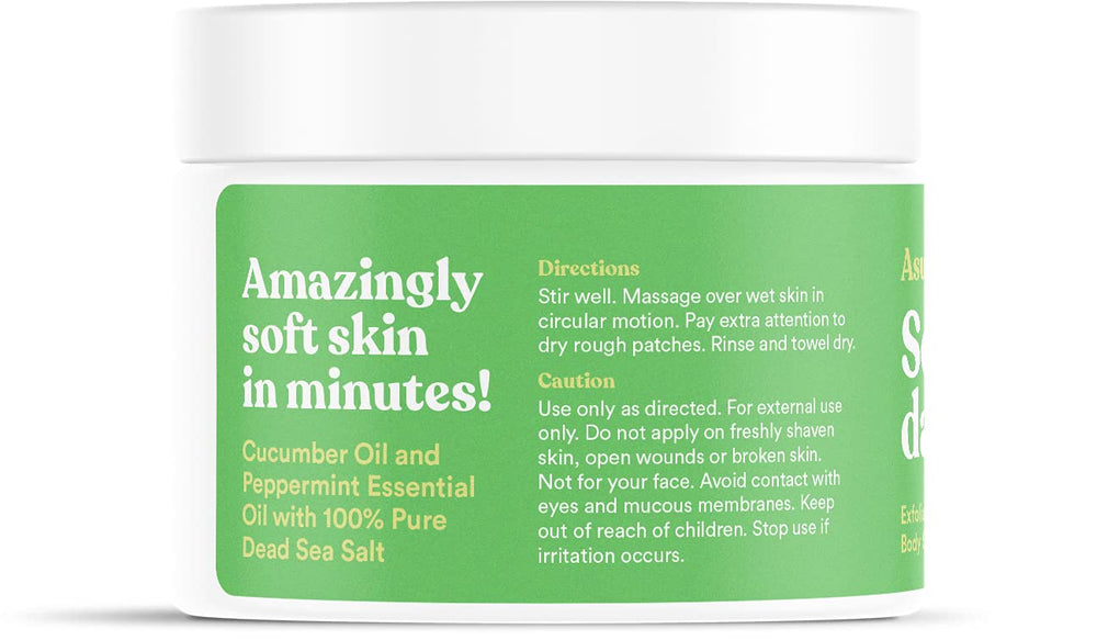 ASUTRA Dead Sea Salt Scrub texture close-up shows fine minerals for gentle smoothing
