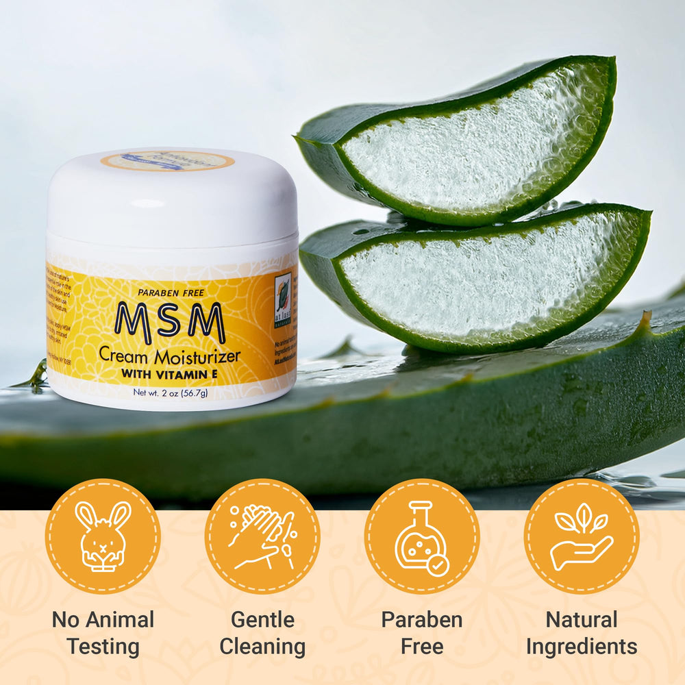 Forearm swatch of MSM Cream demonstrating gentle hydration.
