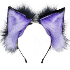 ATekatac wolf ears headband rollable purple1 for cosplay and party fun.