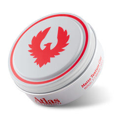 Atlas Matte Texture Clay packaging in compact 2.4 oz for easy on-the-go styling
