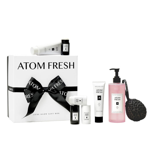 Atom Fresh Laboratory gift set packaging ideal for gifting and daily self-care rituals