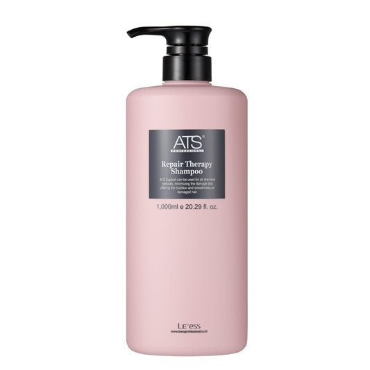 ATS Professional Therapy Shampoo bottle pour showing easy daily cleanse
