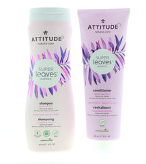 ATTITUDE Super Leaves bundle: shampoo and conditioner bottles for deep hydration and shine