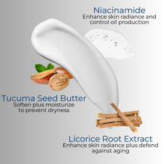 Licorice root detail suggests soothing, calming skin feel