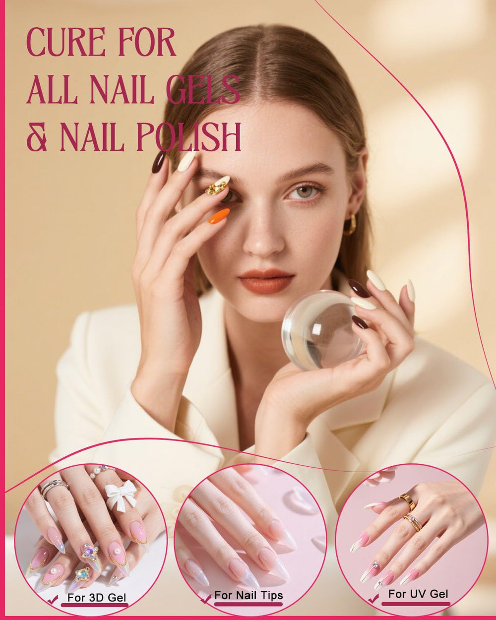 Auduto UV LED nail lamp Type-C charging for quick top-ups.