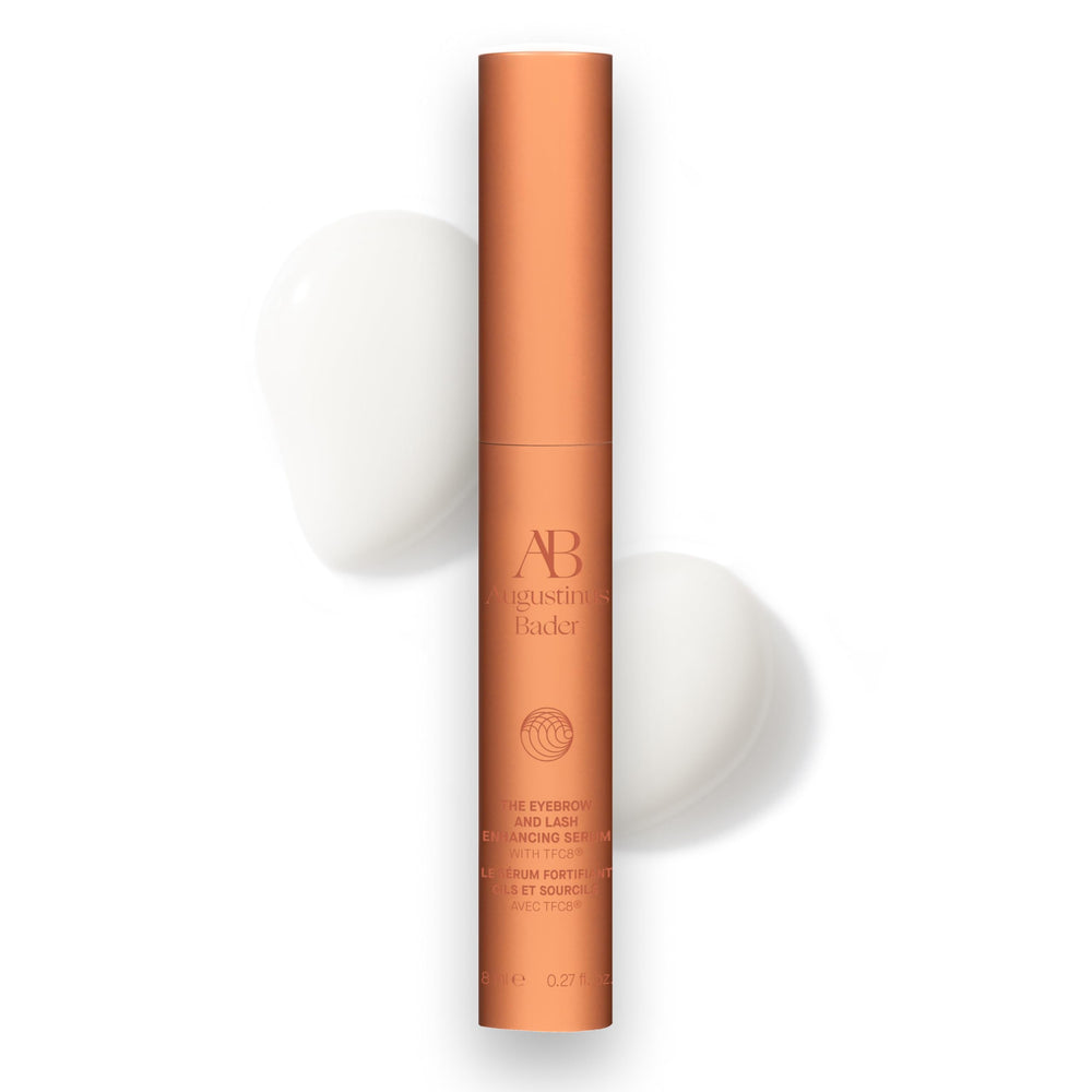 Augustinus Bader Eyebrow and Lash Enhancing Serum bottle with applicator for effortless daily nourishment.
