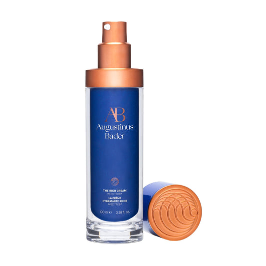 Augustinus Bader The Rich Cream bottle close-up highlighting deep hydration for dry skin