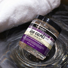 Aunt Jackie's Ice Curls Glossy Jelly applied to damp hair for defined waves