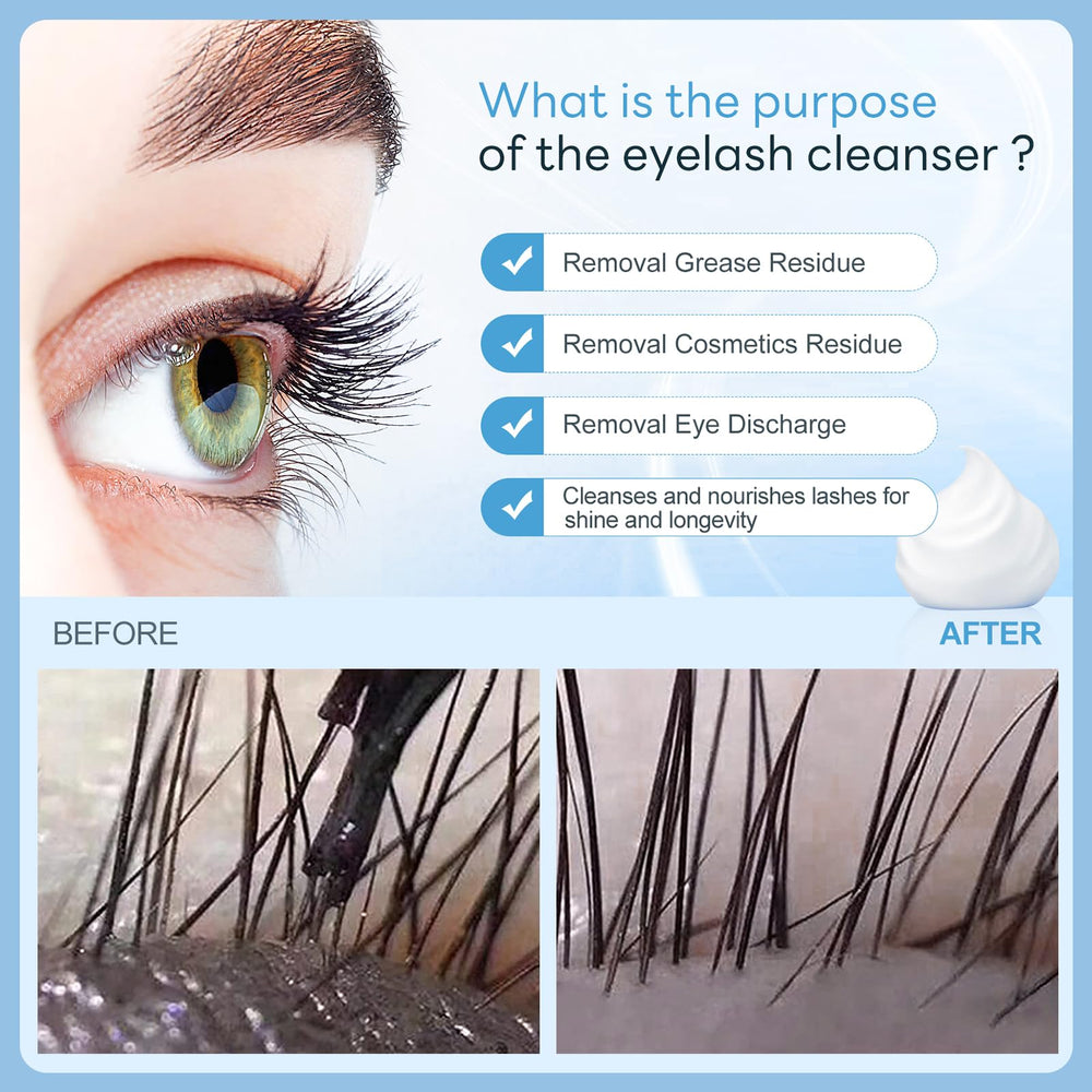 AuReve lash extension cleanser being applied around lashes