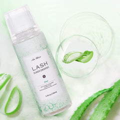 Salon-grade AuReve lash cleanser on display for professionals.