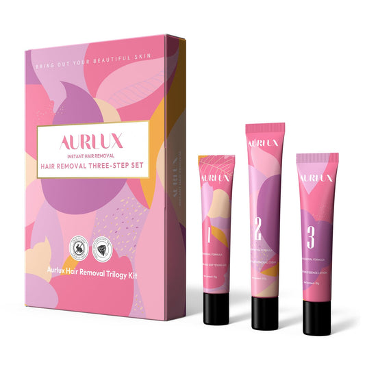 Aurlux Hair Remover Cream softening gel ready for gentle facial prep.