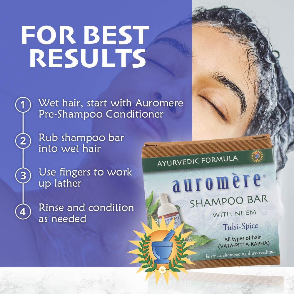 Compact 4.23 oz Auromere bar ideal for travel and gym.