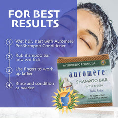 Compact 4.23 oz Auromere bar ideal for travel and gym.