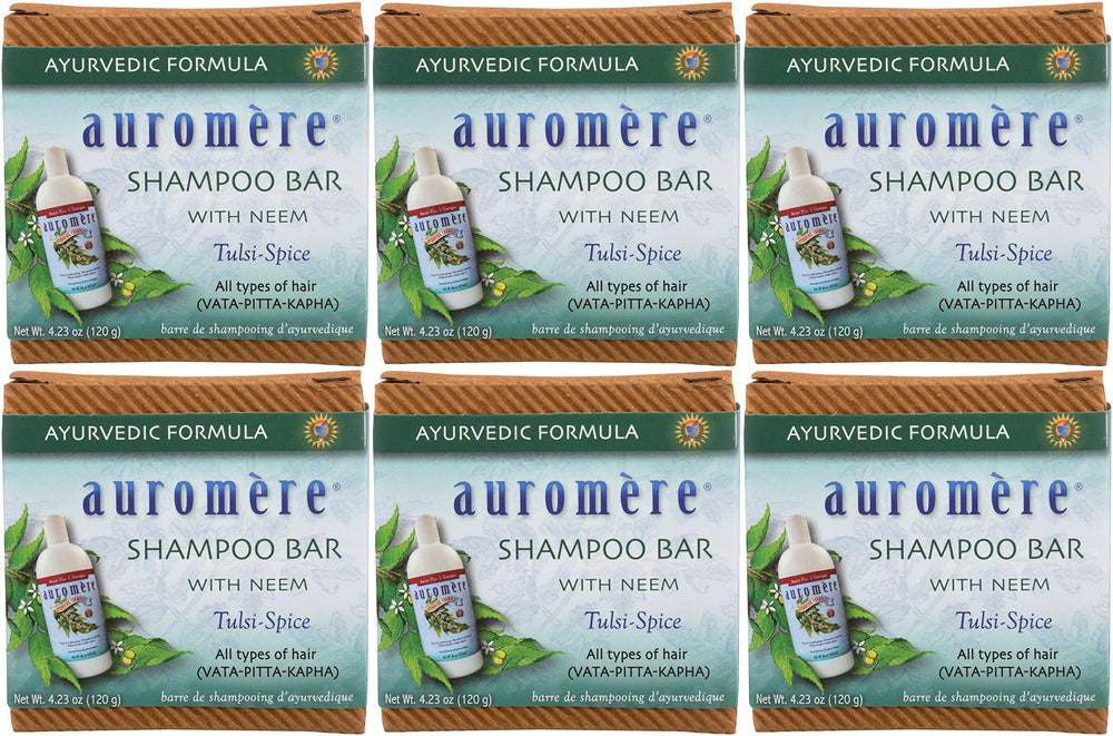 Auromere shampoo bar in zero-waste packaging for eco-friendly routines.
