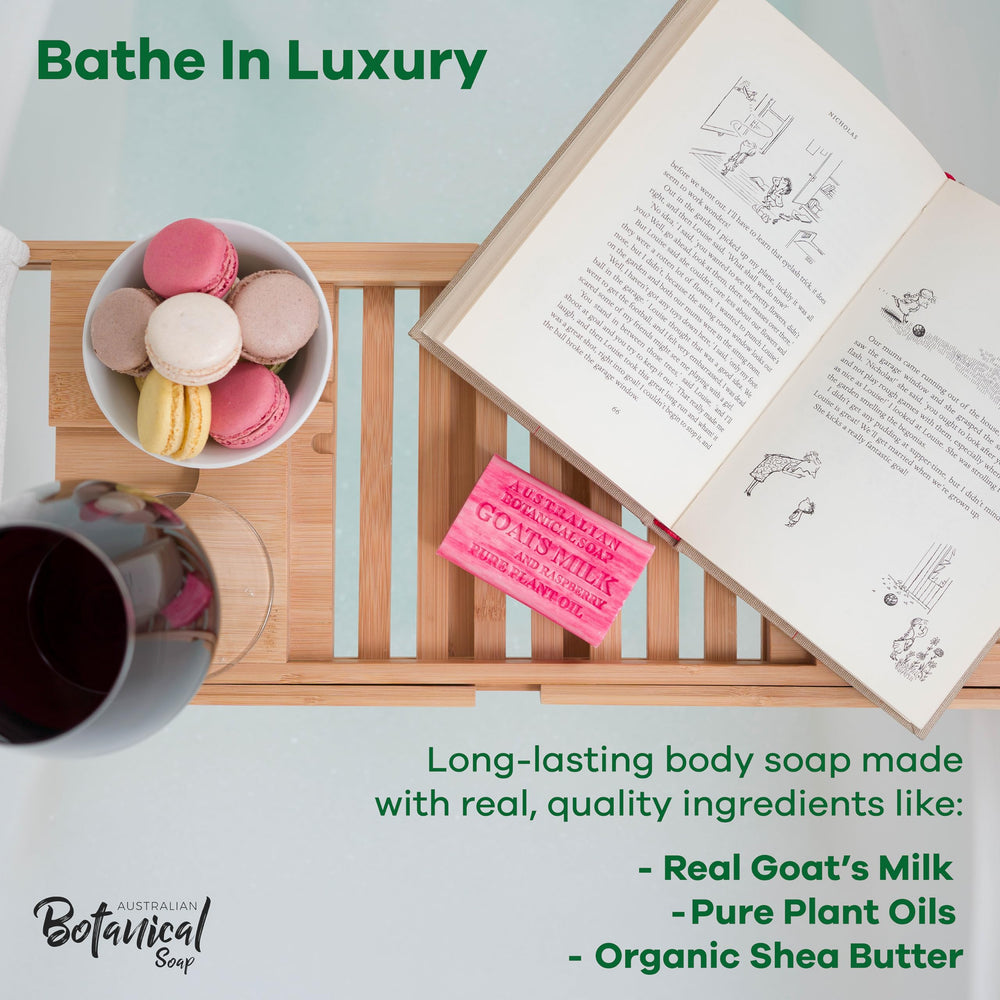 Australian Botanical goats milk raspberry soap close-up highlighting creamy texture