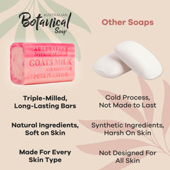 Australian Botanical Soap goats milk raspberry bar being rubbed on skin for silky feel