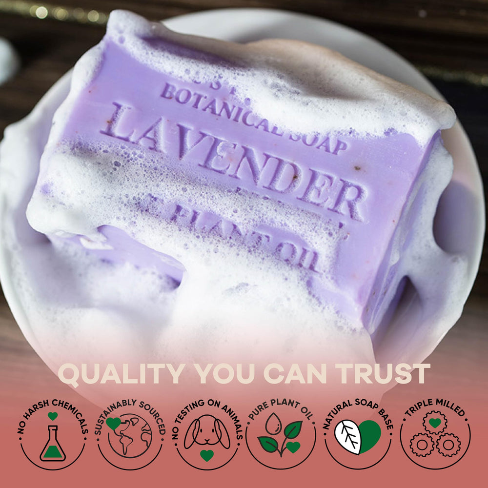 Australian Botanical Soap ingredients panel emphasizes plant oils and shea butter.